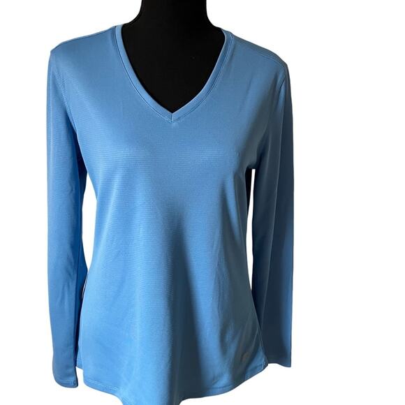 Reel Legends Blue Long Sleeve Fitted T-Shirt baby blue S - Picture 1 of 5